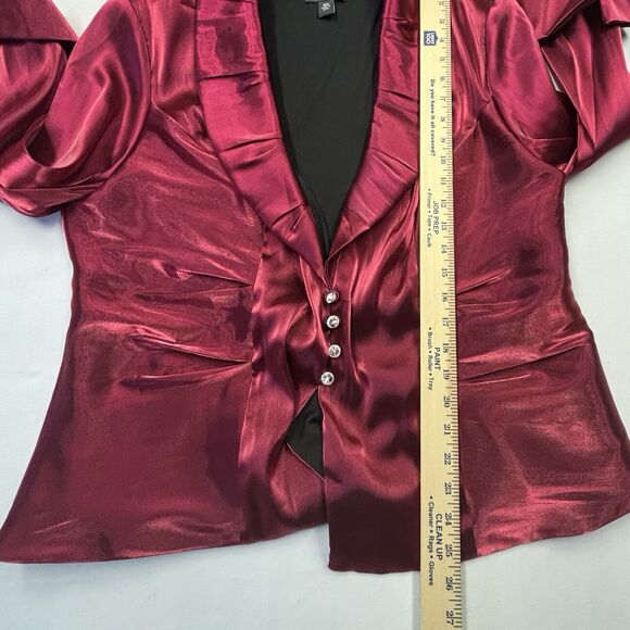 Dressbarn Collection Satin Top 2 Pc Ruby Red Jacket With Shell NEW - Picture 8 of 12
